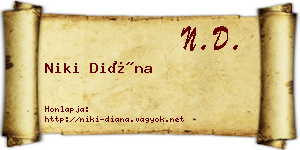 Niki Diána névjegykártya